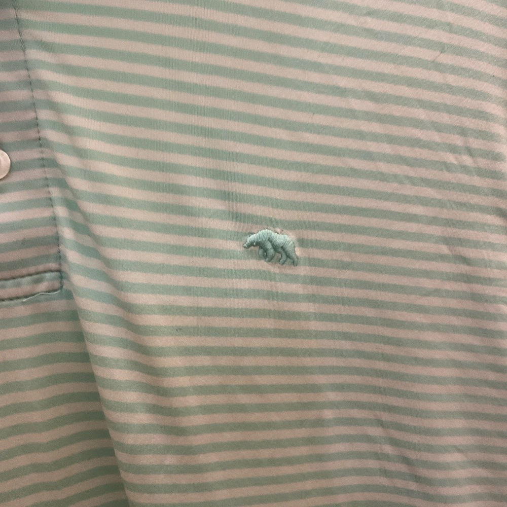 Men's Onward Reserve Green and White Stripe Polo Shirt, Size S - Picture 2 of 6